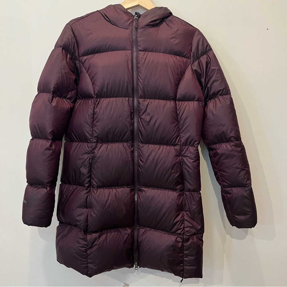 Eddie Bauer Women's Long Puffer Coat in Deep Burgundy - Picture 1 of 7